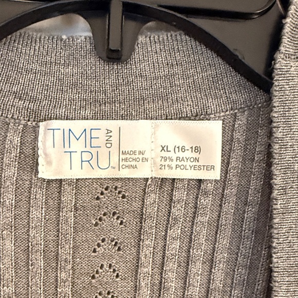 Time and Tru Heather Gray Open Cardigan - Picture 2 of 3